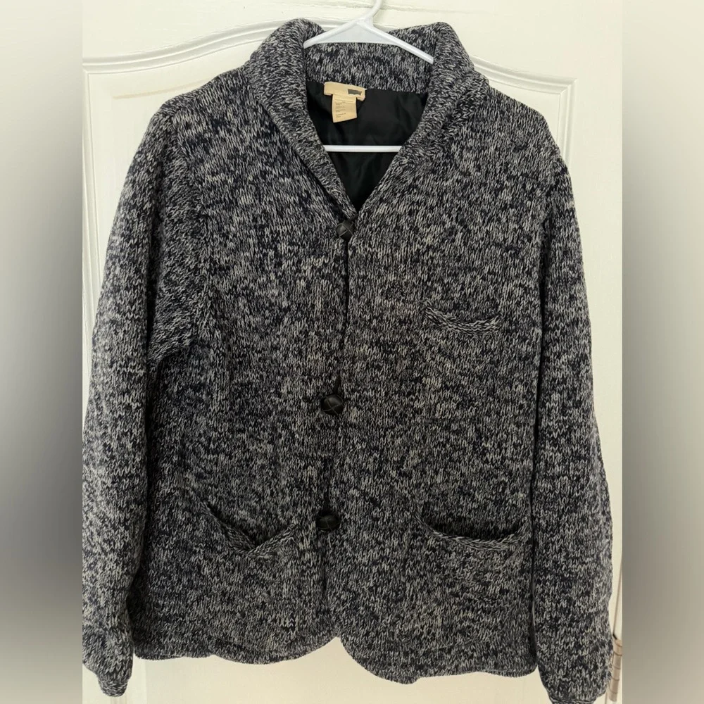 Vintage Y2K Levi’s Marled Navy Blue Knit Cardigan Jacket Grandpa Chic Cozy, L